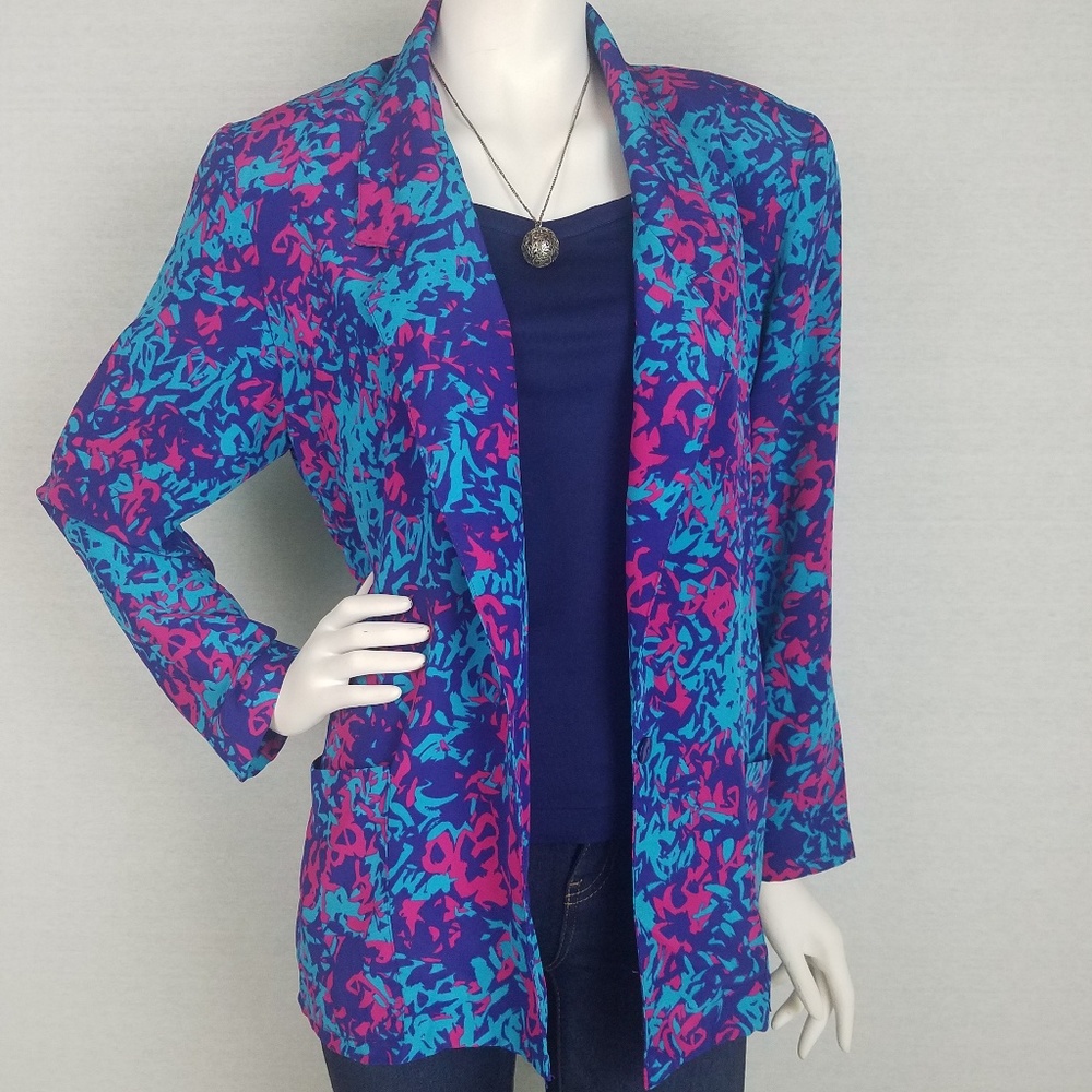 Vintage Jo Hardin silky patterned blazer